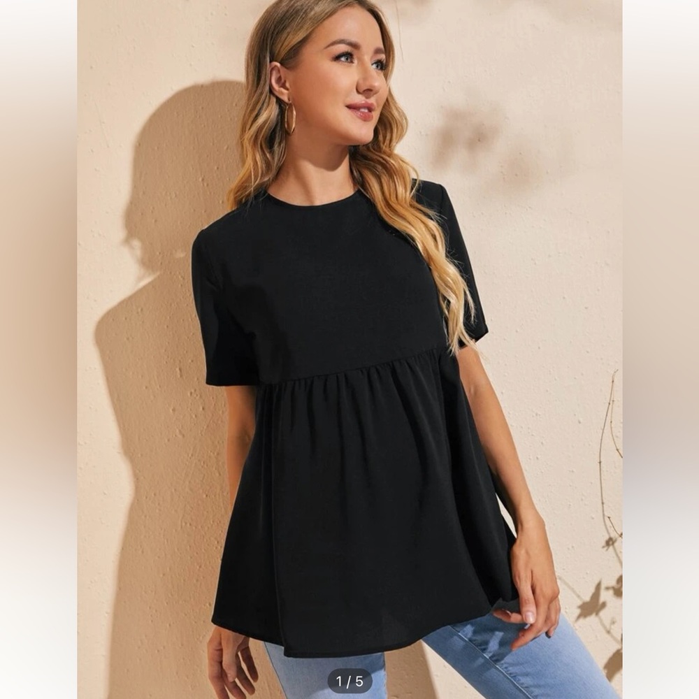 Shein Maternity Tie Back Solid Peplum Top